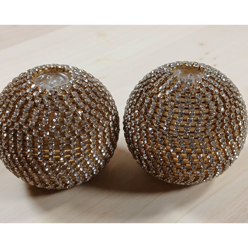 Crystal Rhinestone-Encrusted Decorative Sphere Salt & Pepper Shakers